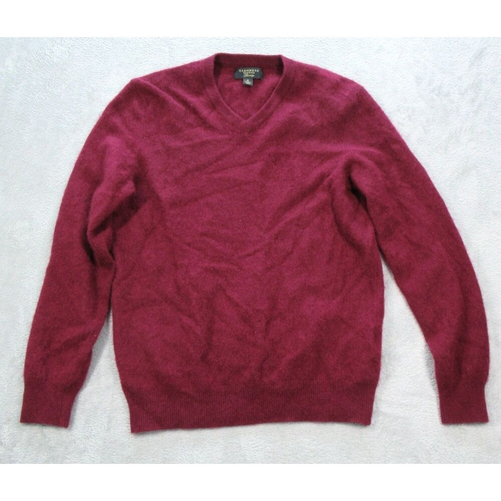 Cashmere Club Room Sweater Women's Medium Red 100% Cashmere V-Neck Long Slv.
